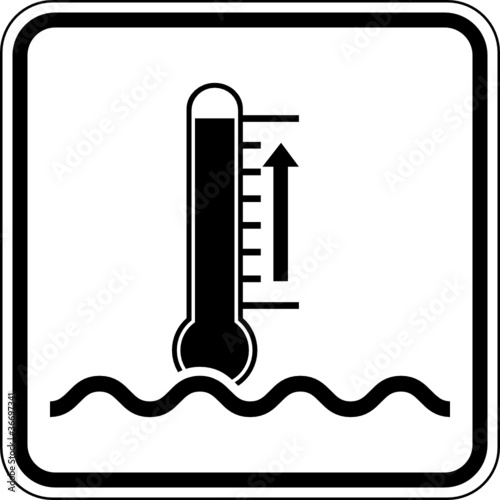 Hohe Wassertemperaturen Schild Zeichen Symbol