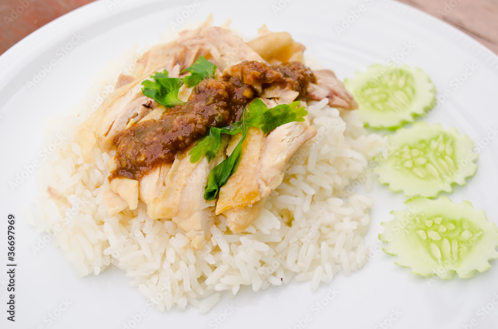 rice steamed with chicken soup at Thailand rice steamed with chicken soup at Thailand