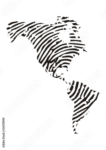 Amerika, Landkarte mit Fingerabdruck