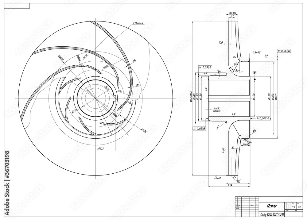 Machine-building drawing. Rotor