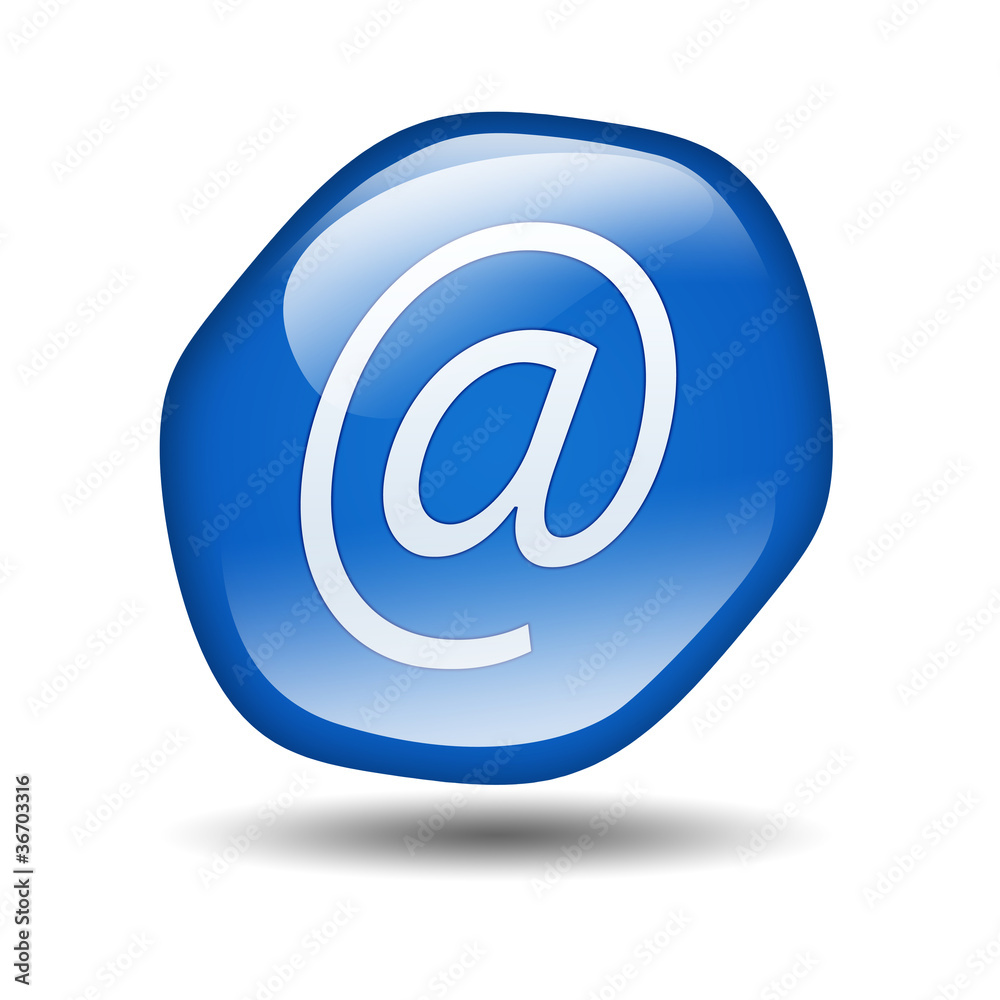 Boton brillante azul hexagonal simbolo arroba Boton brillante azul hexagonal simbolo arroba