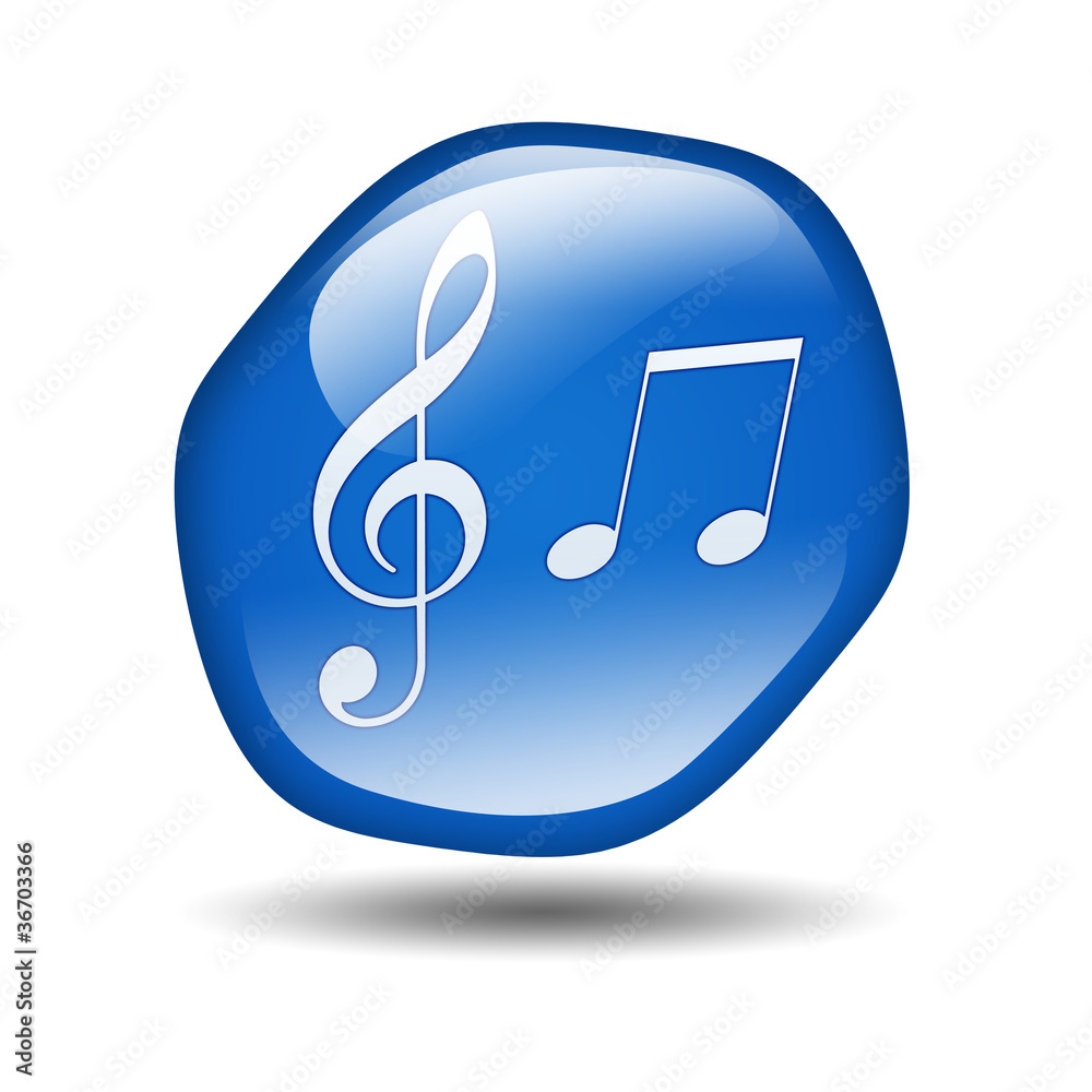 Boton brillante azul hexagonal simbolo musica Boton brillante azul hexagonal simbolo musica
