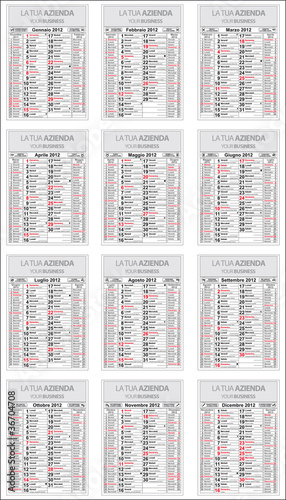 Calendario 2012 con oroscopo santi e lune