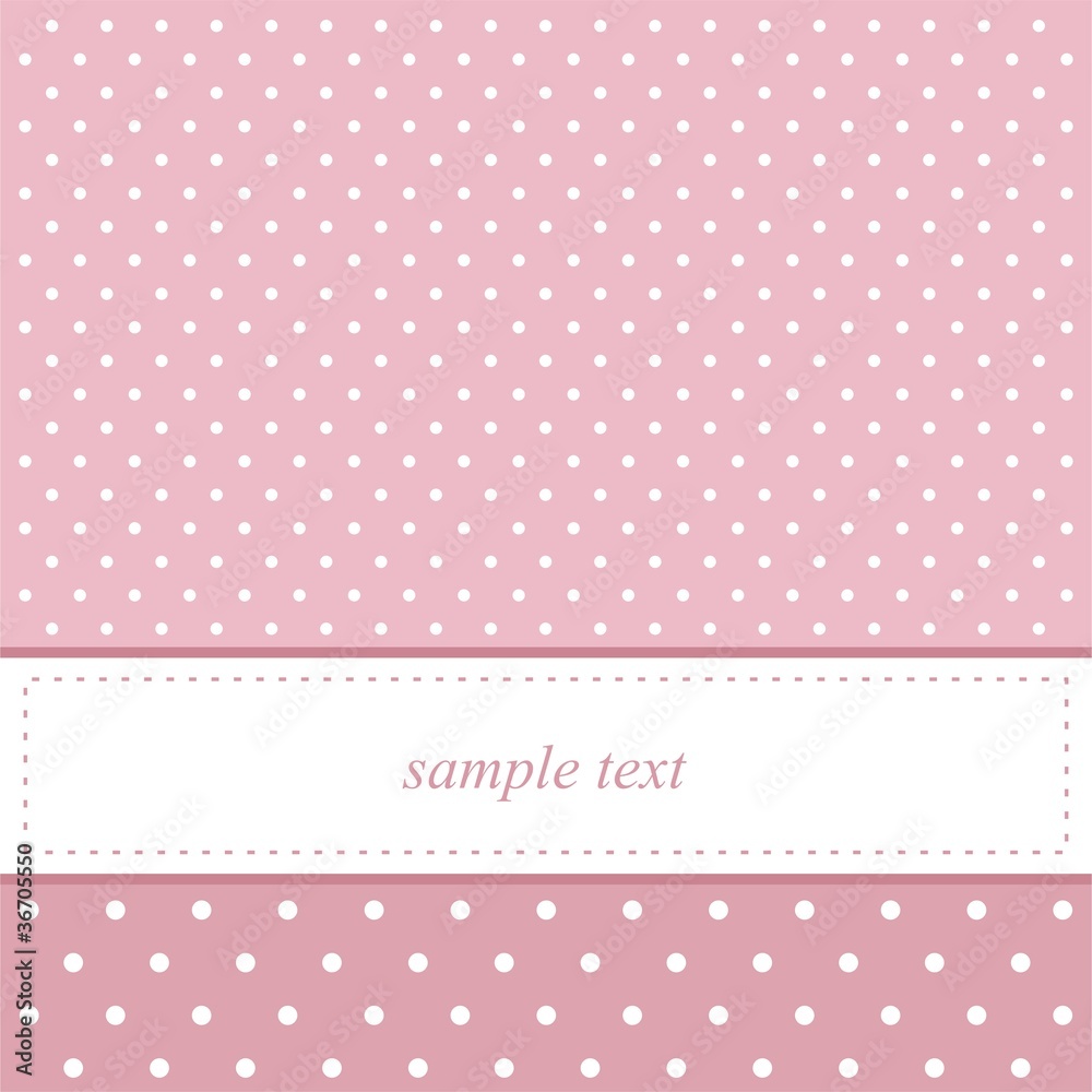 Sweet pink polka dots card invitation for birthday, baby show Sweet pink polka dots card invitation for birthday, baby show