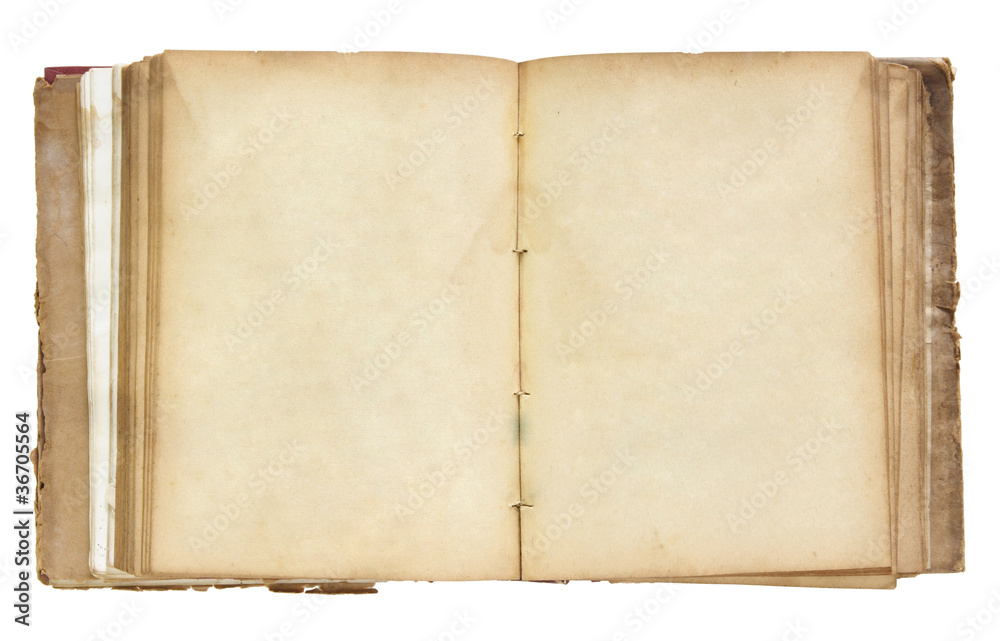 Old book open isolated on white background Old book open isolated on white background