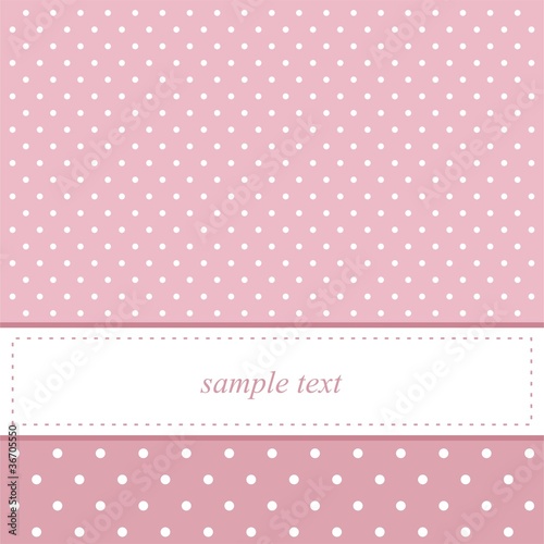 Sweet pink polka dots card invitation for birthday, baby show