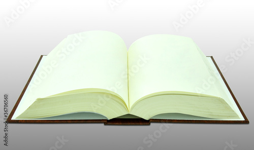 Open blank book on white with clipping path