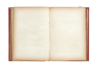 Old book open isolated on white background with clipping path