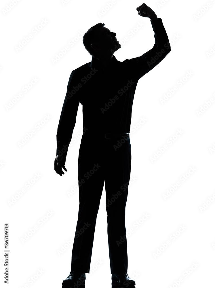 one business man angry fisting up  silhouette