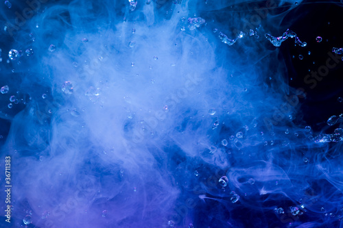 Warer drops and smoke