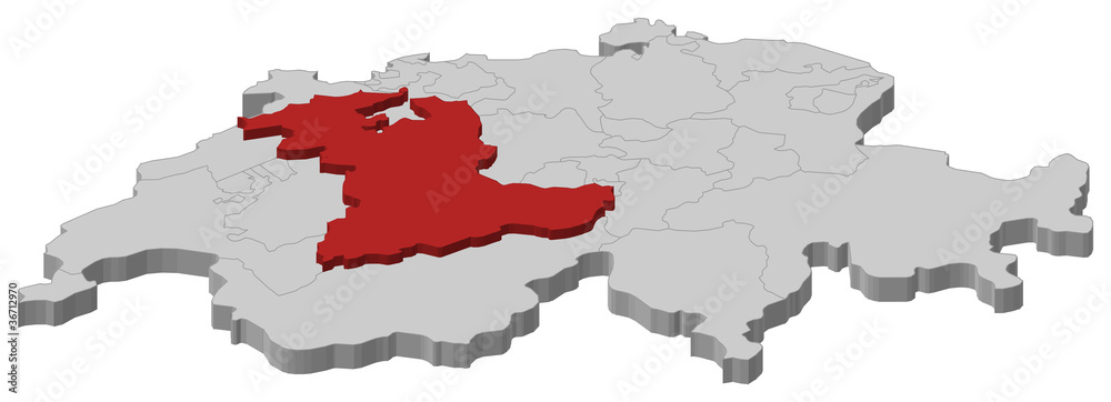 Fototapeta premium Map of Swizerland, Bern highlighted