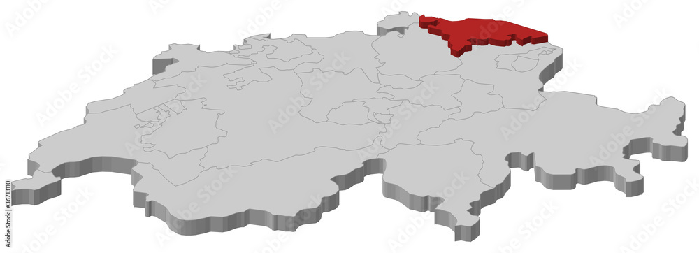 Fototapeta premium Map of Swizerland, Thurgau highlighted