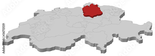 Map of Swizerland, Zurich highlighted