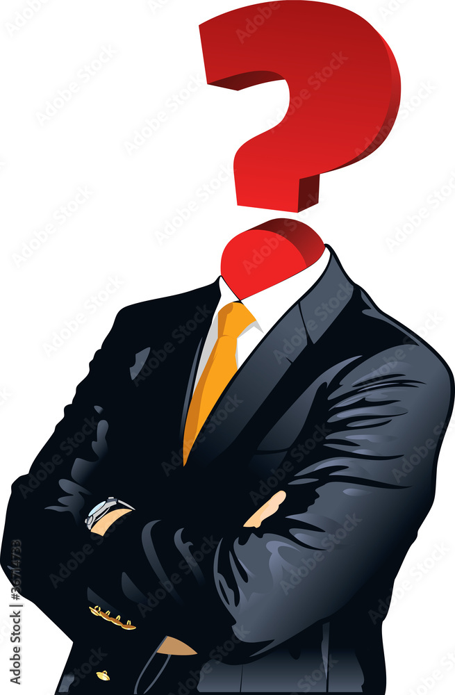 Man's head with question mark. Man's head with question mark.
