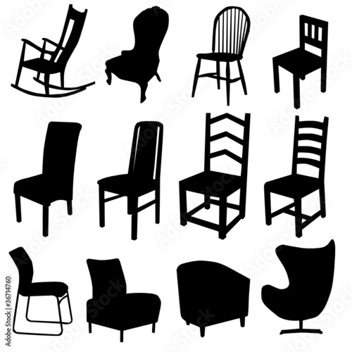 chair art vector illustration in black color two