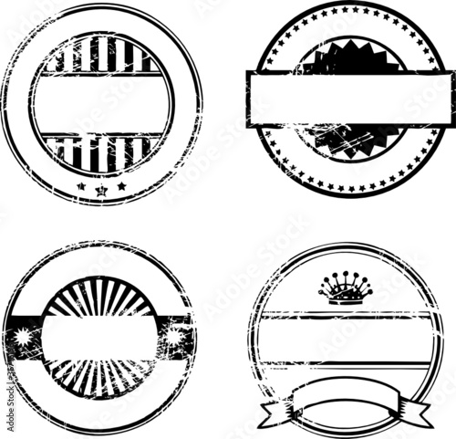 Empty grunge rubber stamp set with space for text