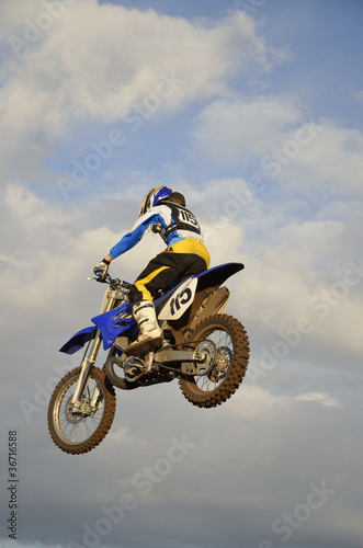 High flight of motorcycle racer motocross