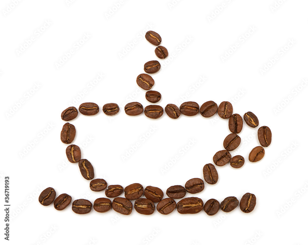 cup made from coffee beans on white background cup made from coffee beans on white background