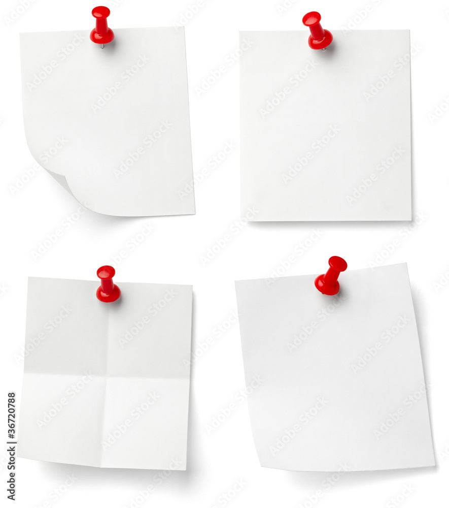 push pin and note paper office business