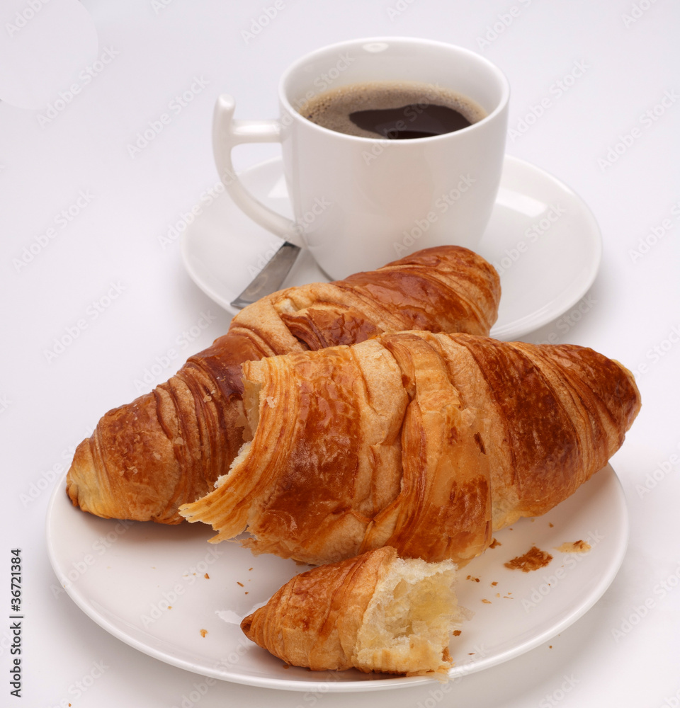 Coffee and Croissants on a white background
