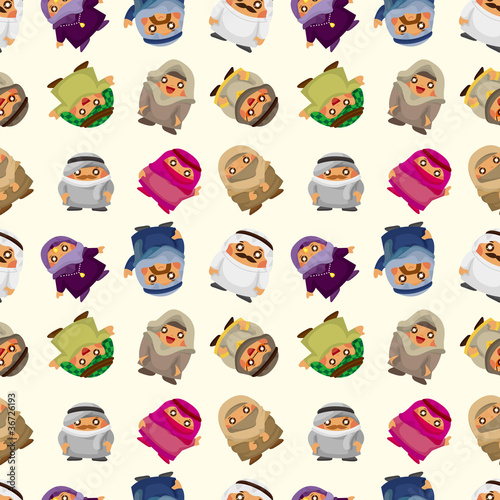 cartoon Arabian people seamless pattern