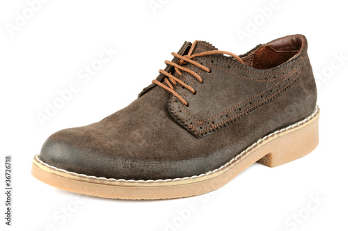 Men’s Brown Suede Shoe Isolated on White Background