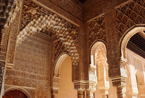 Beautiful carved columns in Alhambra palace photo