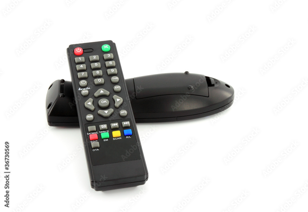 TV remote control on a white background TV remote control on a white background