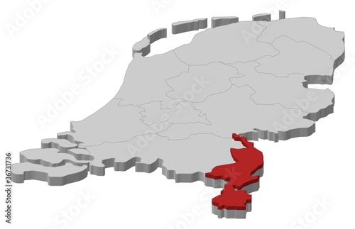 Map of Netherlands, Limburg highlighted