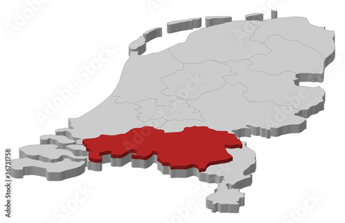 Map of Netherlands, North Brabant highlighted