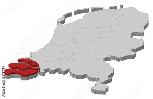 Map of Netherlands, Zeeland highlighted