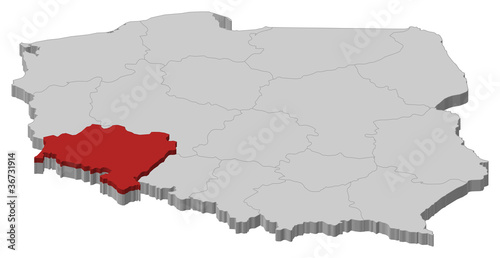 Map of Poland, Lower Silesian highlighted