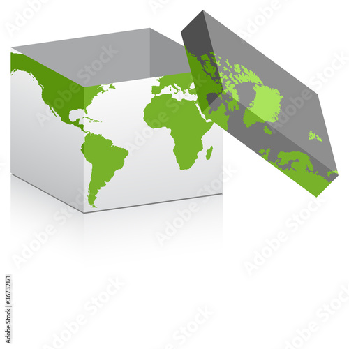 opne box with map on it