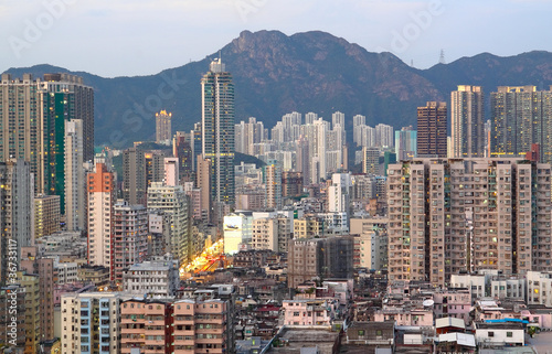 Photography public building under the lion mountain, landmark of hong kong