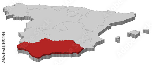 Map of Spain, Andalusia highlighted