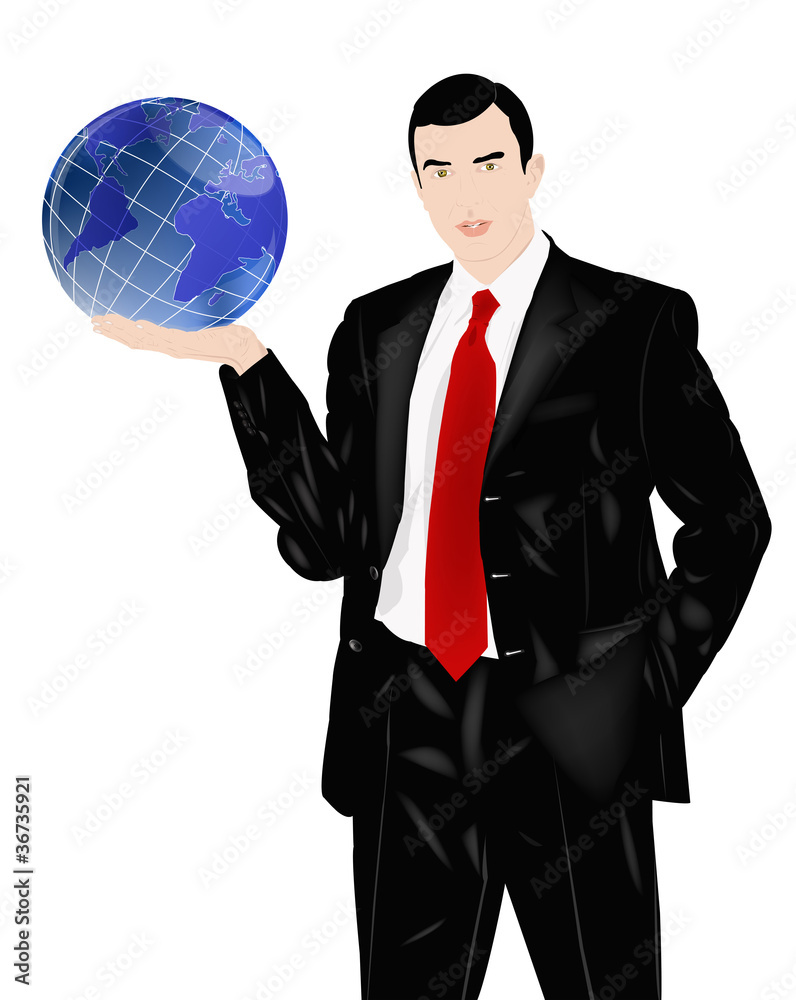 The successful businessman holds in a hand globe The successful businessman holds in a hand globe