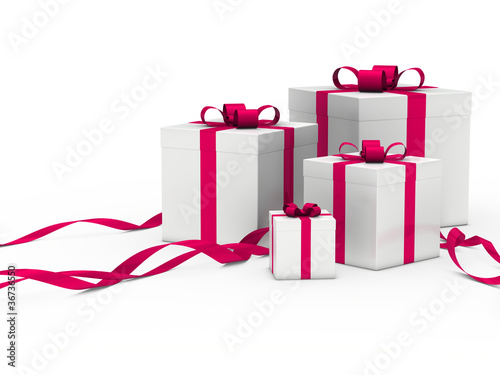 gift box white pink ribbon