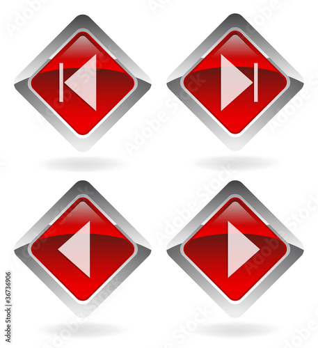 red vector buttons set  "navigation"