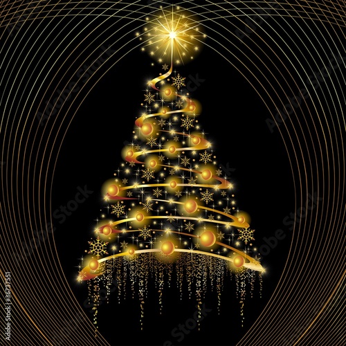 Natale Albero Oro Astratto-Golden Abstract Christmas Tree-2