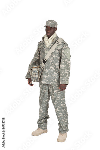 soldat américain sur fond blanc
