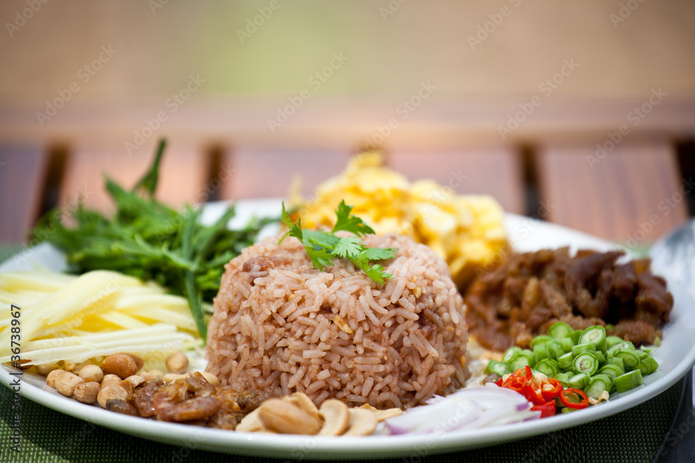 fry rice with the shrimp paste, Thai food fry rice with the shrimp paste, Thai food