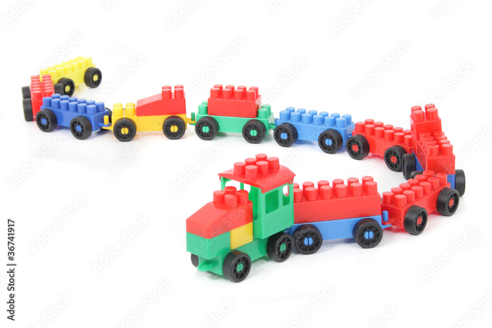 plastic train isolated on the white backround