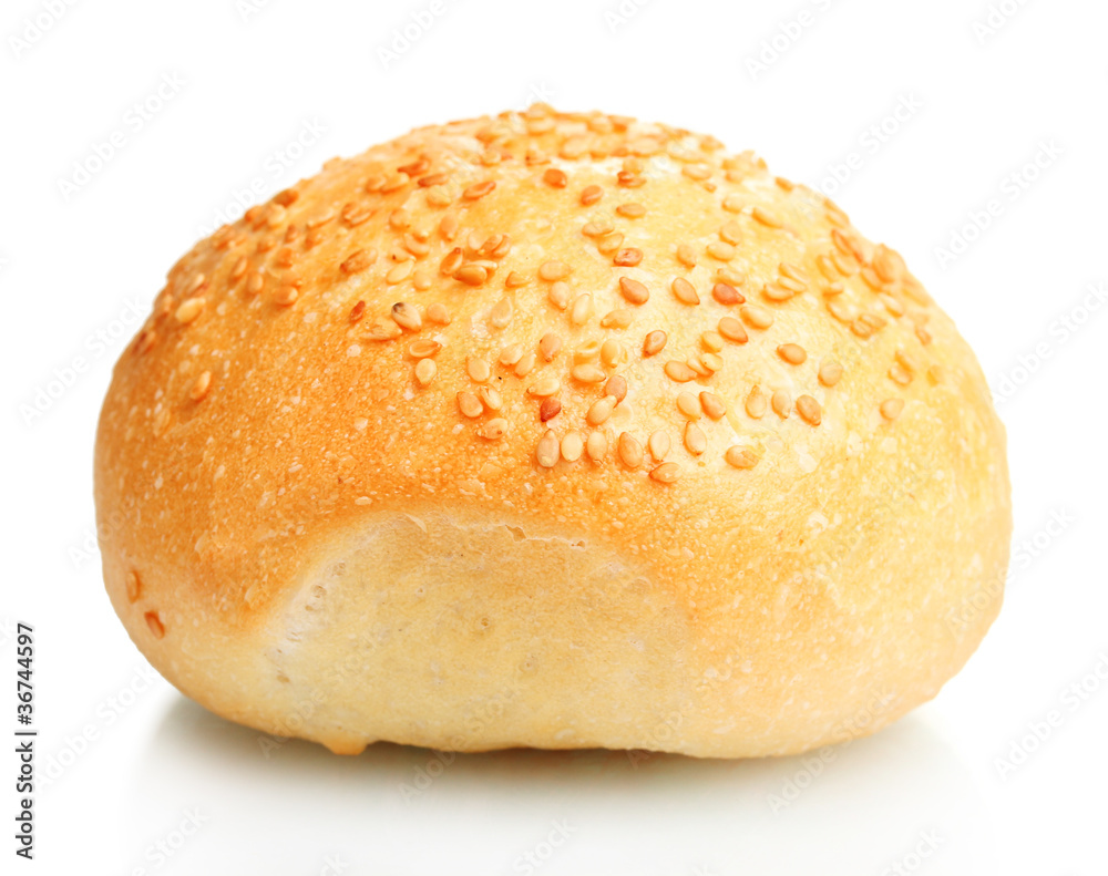 delicious bun with sesame seeds isolated on white delicious bun with sesame seeds isolated on white