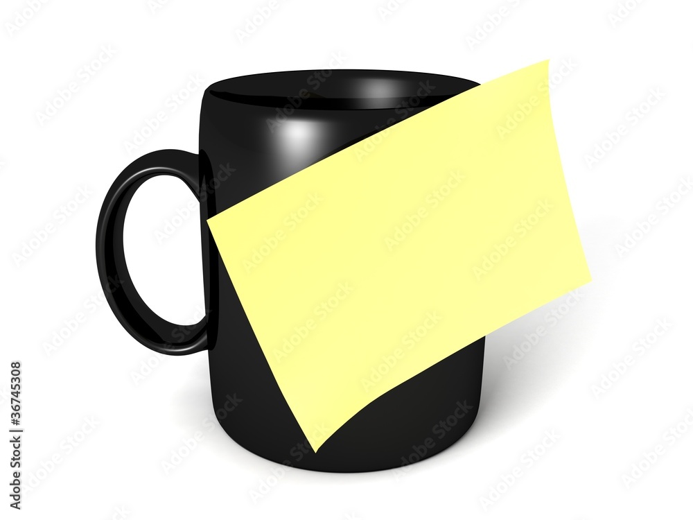 tea or coffee mug with blank stick note tea or coffee mug with blank stick note