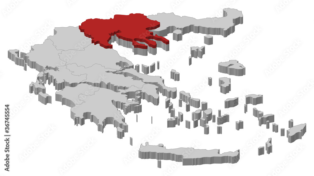 Map of Greece, Central Macedonia highlighted Map of Greece, Central Macedonia highlighted