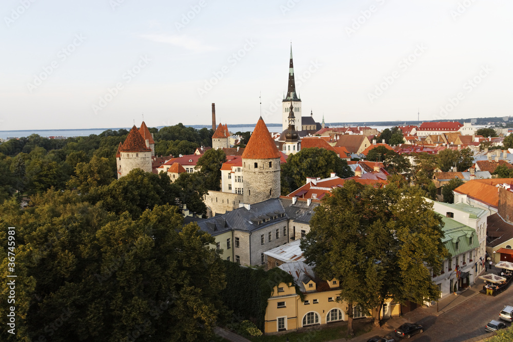 Nice panorama view of the Vanalinn - old town of Tallinn