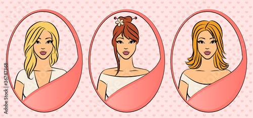 Set of women with hairstyle. Vector