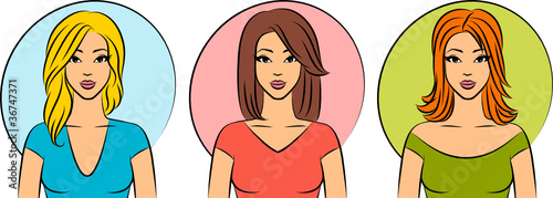 Set of women with hairstyle. Vector