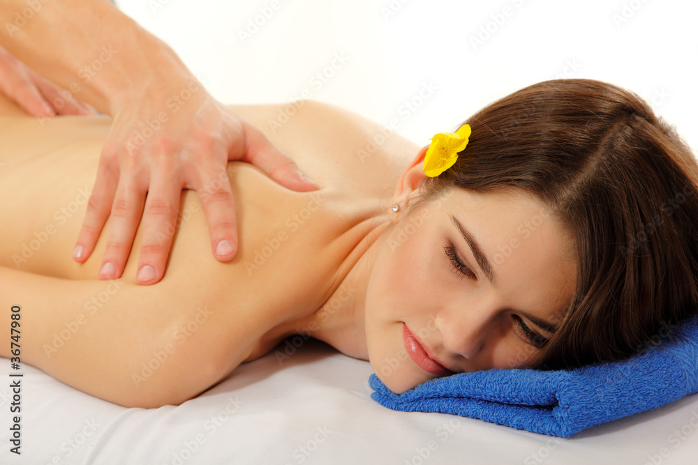 massage woman young beautiful cheerful isolated on white massage woman young beautiful cheerful isolated on white