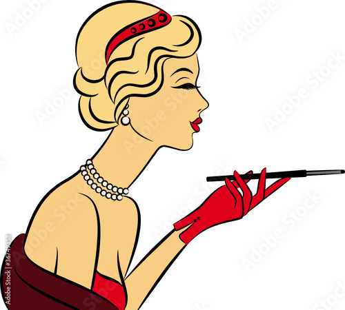 Vintage fashion girl with cannon-bit. Vector